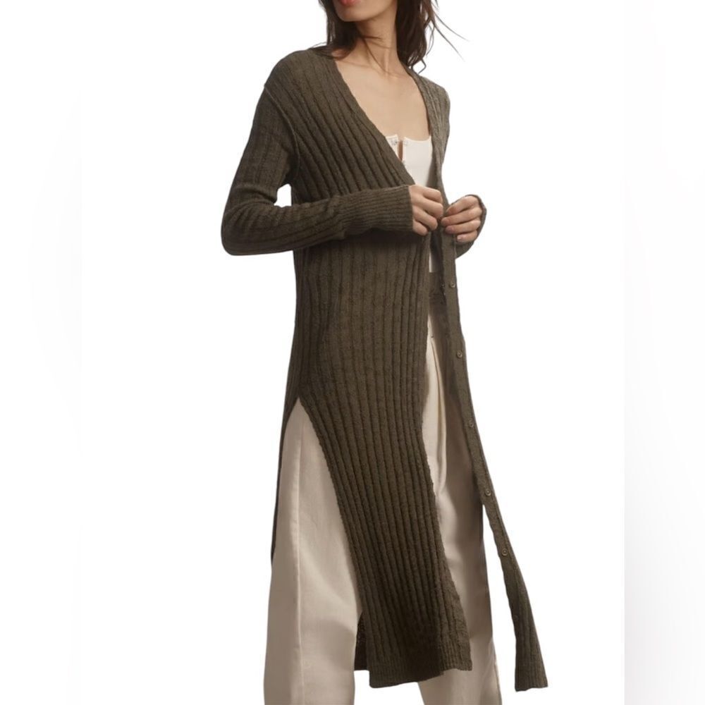 Pilcro Gauzy Olive Green Duster Cardigan Sweater(Size Medium)